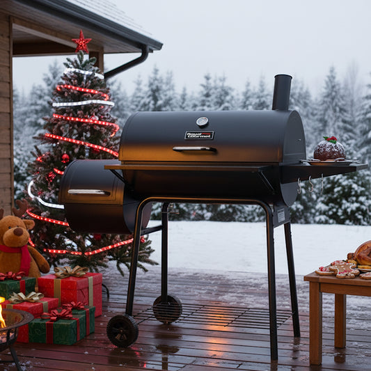 Charcoal Grill with Offset Smoker and Side Table