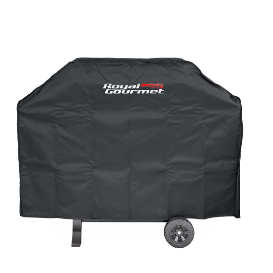 Black grill cover with 'Royal Gourmet' logo on a white background