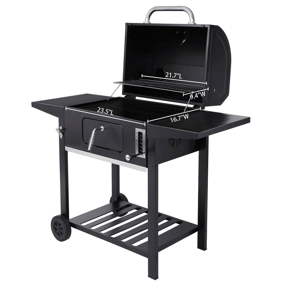 24Inch Charcoal Grill with 2Side Table with Cover Royal Gourmet