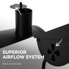 Black exhaust system with 'Superior Airflow System' text on a white background