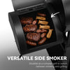 Black Royal Gourmet smoker with food inside on a white background