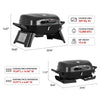 Royal Gourmet Portable grill with dimensions and specifications on a white background