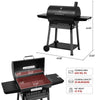 Barrel Charcoal Grill & Smoker with Hanging Basket & Side Shelves