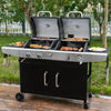 2-Burner Gas and Charcoal Combo Grill with Cover