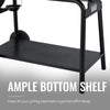 Black grill cart with ample bottom shelf on a white background