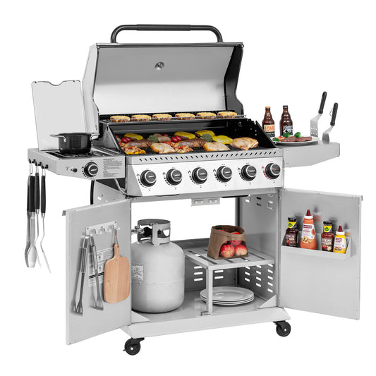 6-Burner Propane Gas Grill with Sear & Side Burner, 74,000 BTU