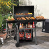 Barrel Charcoal Grill & Smoker with Hanging Basket & Side Shelves