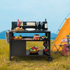 Outdoor Royal Gourmet kitchen cart with food and drinks in a camping setting