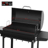 Royal Gourmet Black barbecue grill with dimensions displayed on a white background