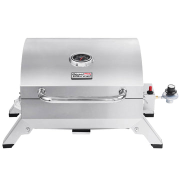 BBQ Tabletop Gas Grill with Folding Legs and Lockable Lid