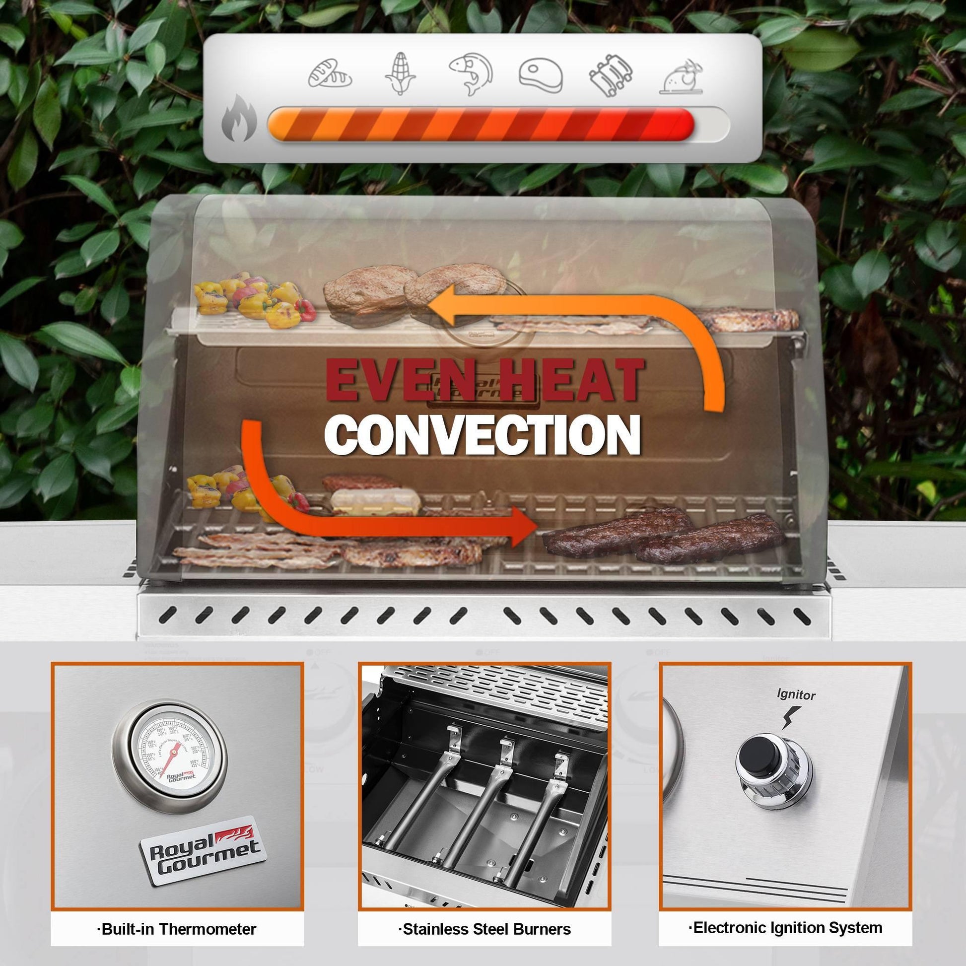 3-Burner Cabinet Style Gas Grill - Royal Gourmet