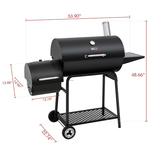 30-Inch Barrel Charcoal Grill with Offset Smoker