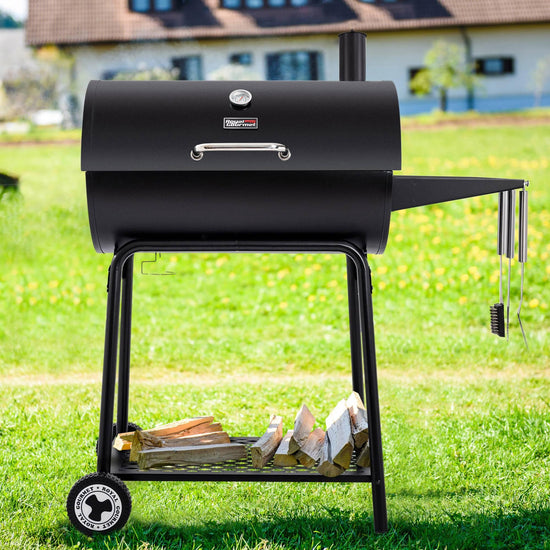 30-Inch Barrel Charcoal Grill with Side Table - Royal Gourmet