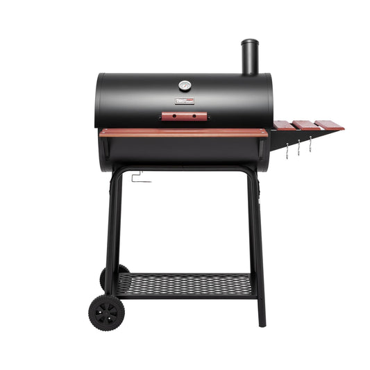 30-Inch Barrel Charcoal Grill with Wood-Painted Table