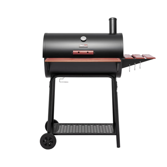 30-Inch Barrel Charcoal Grill with Wood-Painted Table - Royal Gourmet