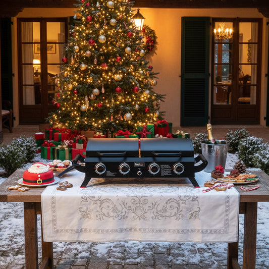 4-Burner Portable Propane Gas Grill Griddle Combo, Black