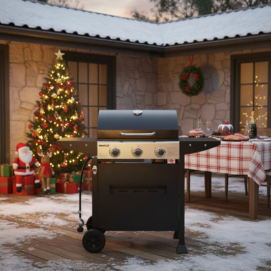 3-Burner Black BBQ Gas Grill