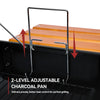 Royal Gourmet 2-level adjustable charcoal pan with wooden surface on a grill
