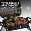 Royal Gourmet Grill with food items and capacity text on a gray background