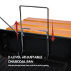 2-level adjustable Royal Gourmet  charcoal pan with wooden surface on a grill
