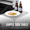 Royal Gourmet Side shelf of a grill with a plate of food and two bottles on a white background
