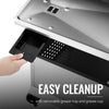 Royal Gourmet Hand using a tool to remove a grease tray from a grill with text 'Easy Cleanup' on a white background.