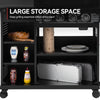Black Royal Gourmet storage cart with shelves containing grilling essentials and large storage space labeled.