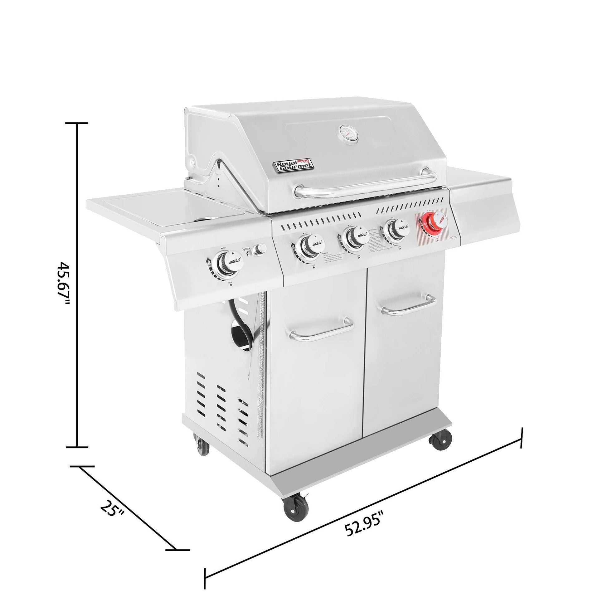 GRILLSKÄR Gas grill with side burner, stainless steel/outdoor, 471