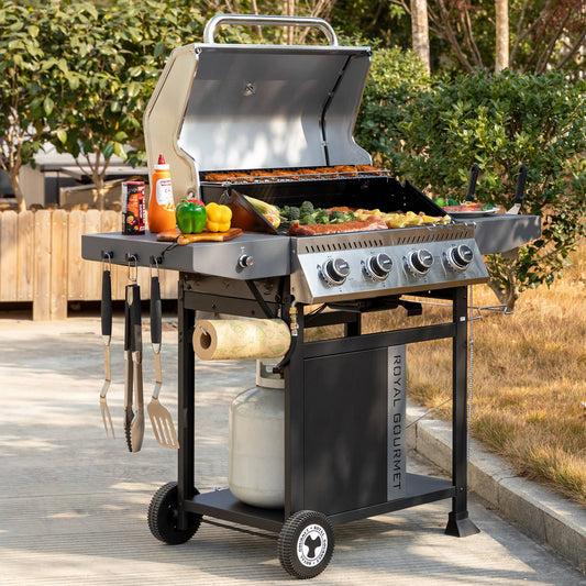4-Burner Gas Grill with Stainless Steel Lid, 40,000 BTU
