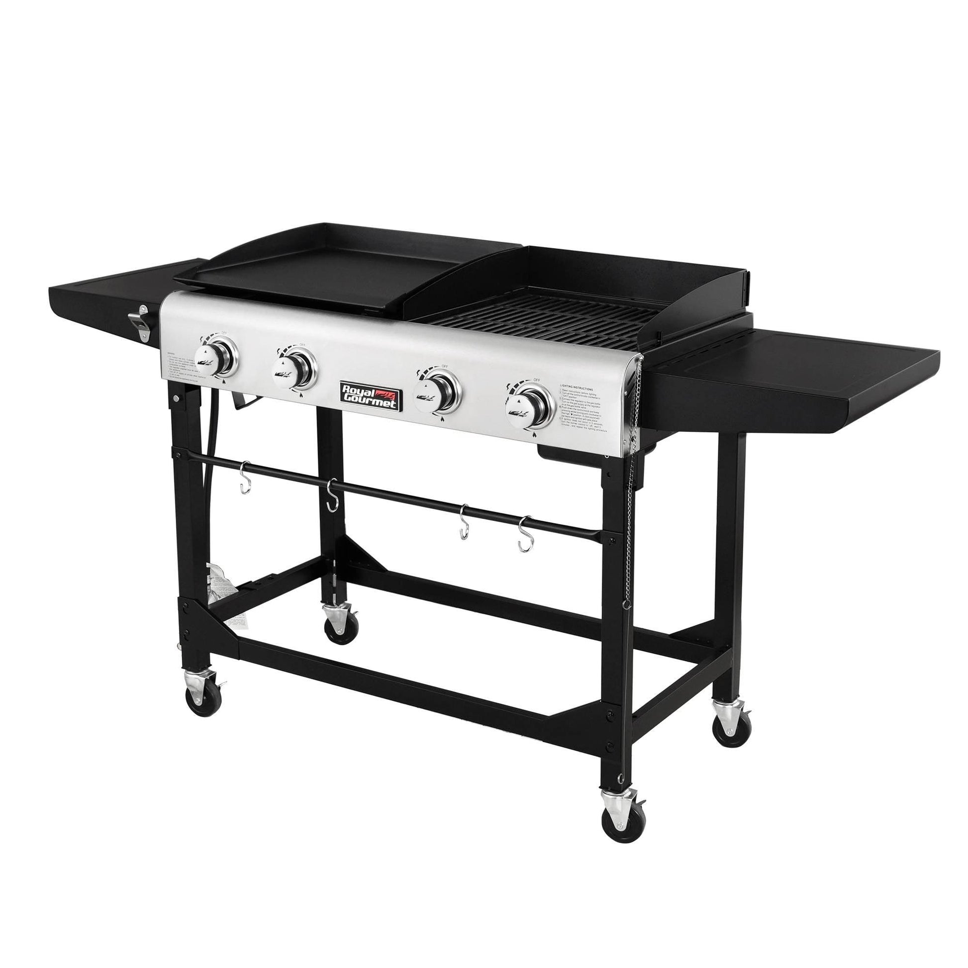 Royal Gourmet 4-Burner Grill Griddle Combo Propane Gas Portable Tabletop BBQ