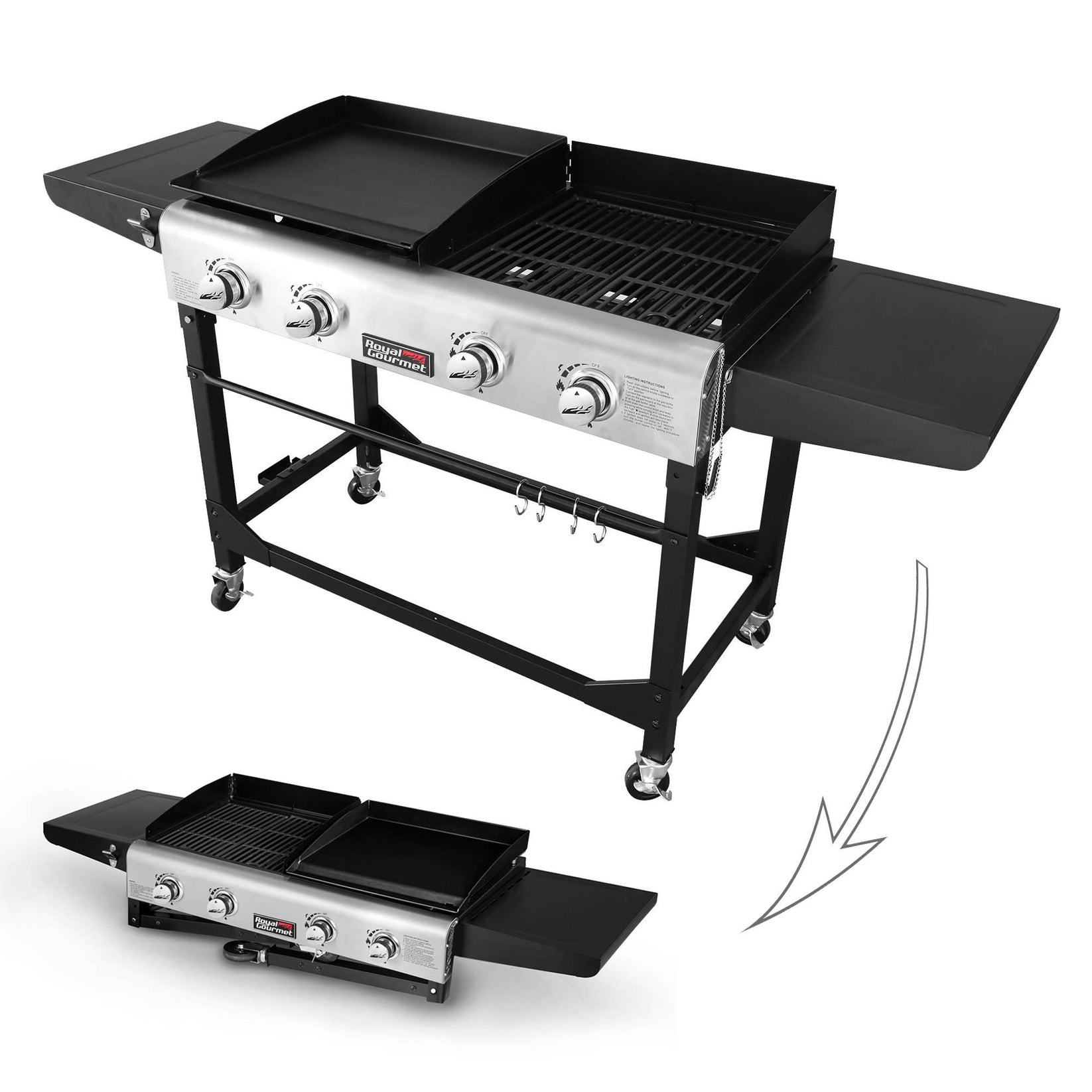 4Burner Gas Grill and Griddle Combo with Cover Royal Gourmet