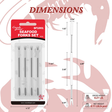 4-piece stainless steel seafood forks set for shellfish