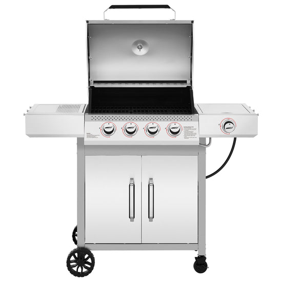 Stainless steel Royal Gourmet gas grill on a white background