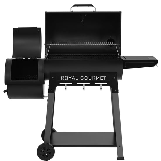 Black barbecue grill with 'Royal Gourmet' branding on a white background