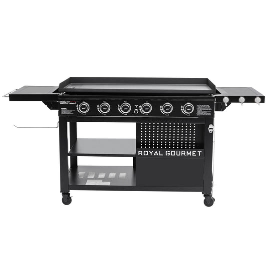 6-Burner Black Flat Top Gas Grill Griddle