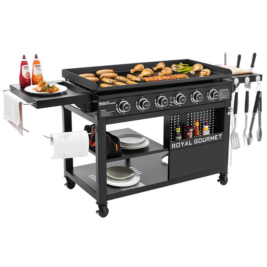 6-Burner Black Flat Top Gas Grill Griddle