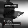 Black barbecue grill with a side shelf and hooks on a gray background