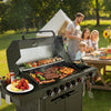 Family grilling outdoors with a large Royal Gourmet barbecue in a park setting.