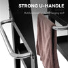 Royal Gourmet Black metal rack with a strong U-handle and a brown towel hanging on it, on a white background.