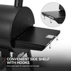 Barrel Charcoal Grill & Smoker with Hanging Basket & Side Shelves