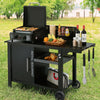 Outdoor BBQ Cart Table with Storage Shelves