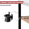 Royal Gourmet Strong trash bag holder attached to a barbecue grill with text indicating easy reach.
