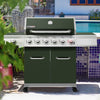 6-Burner Propane Gas Grill with Sear & Side Burners, Olive Green