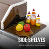 Royal Gourmet Side shelves of a grill with vegetables and condiments on a white background
