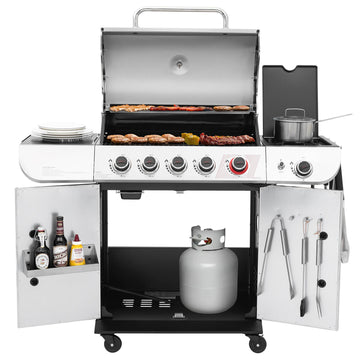 5-Burner Gas Grill with Sear Burner & Side Burner