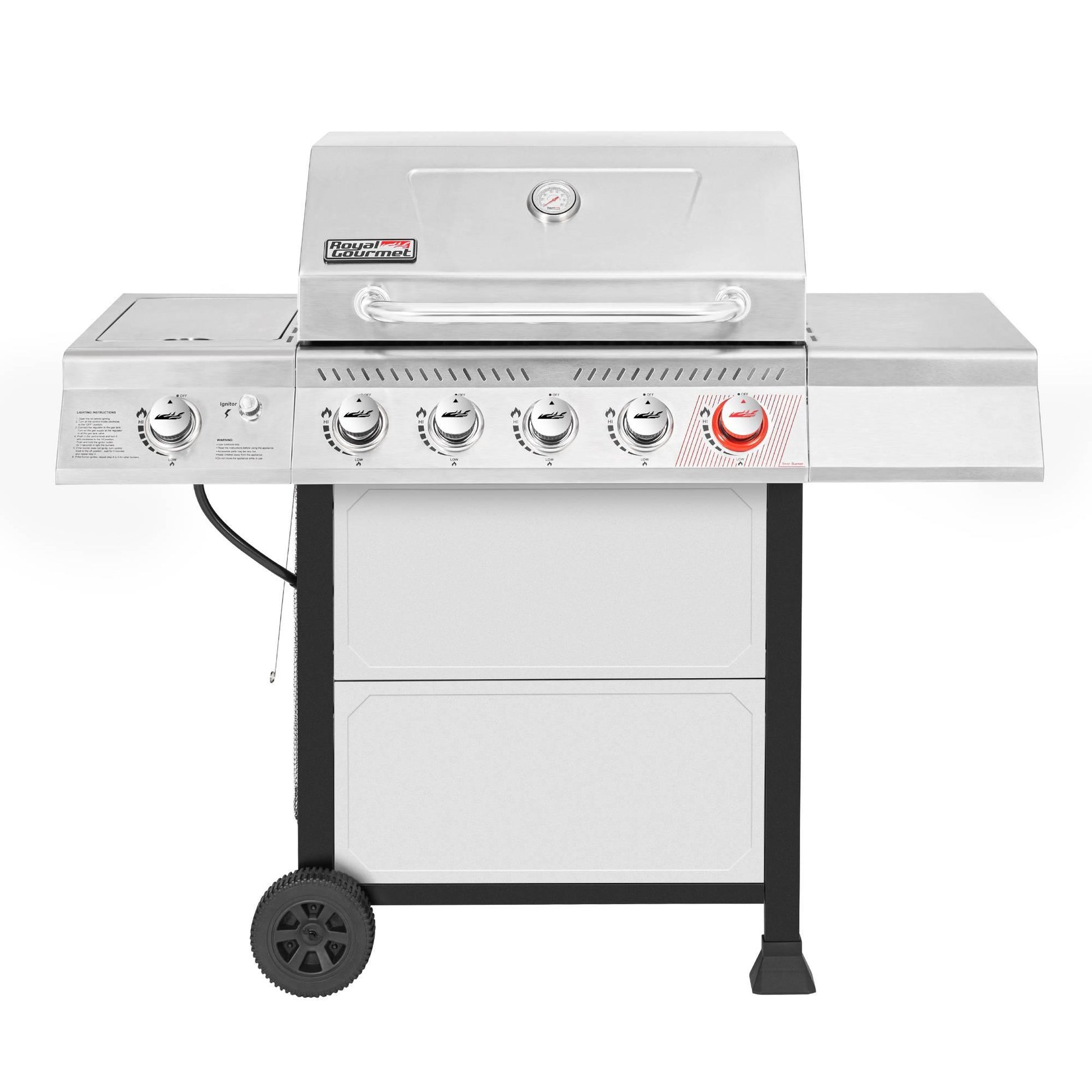 Royal Gourmet GAS 4-Burner Portable Flat Top Grill and Griddle Combo with Folding Legs, 48,000 BTU, for Outdoor Cooking, GD403