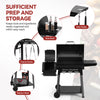 Black Royal Gourmet grill with storage and organization features on a white background