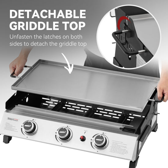 Royal Gourmet  Portable grill with detachable griddle top on a gray background