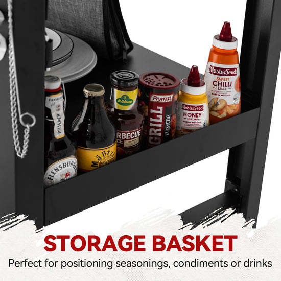 Royal Gourmet GB4005P right-side storage basket for seasonings and condiments
