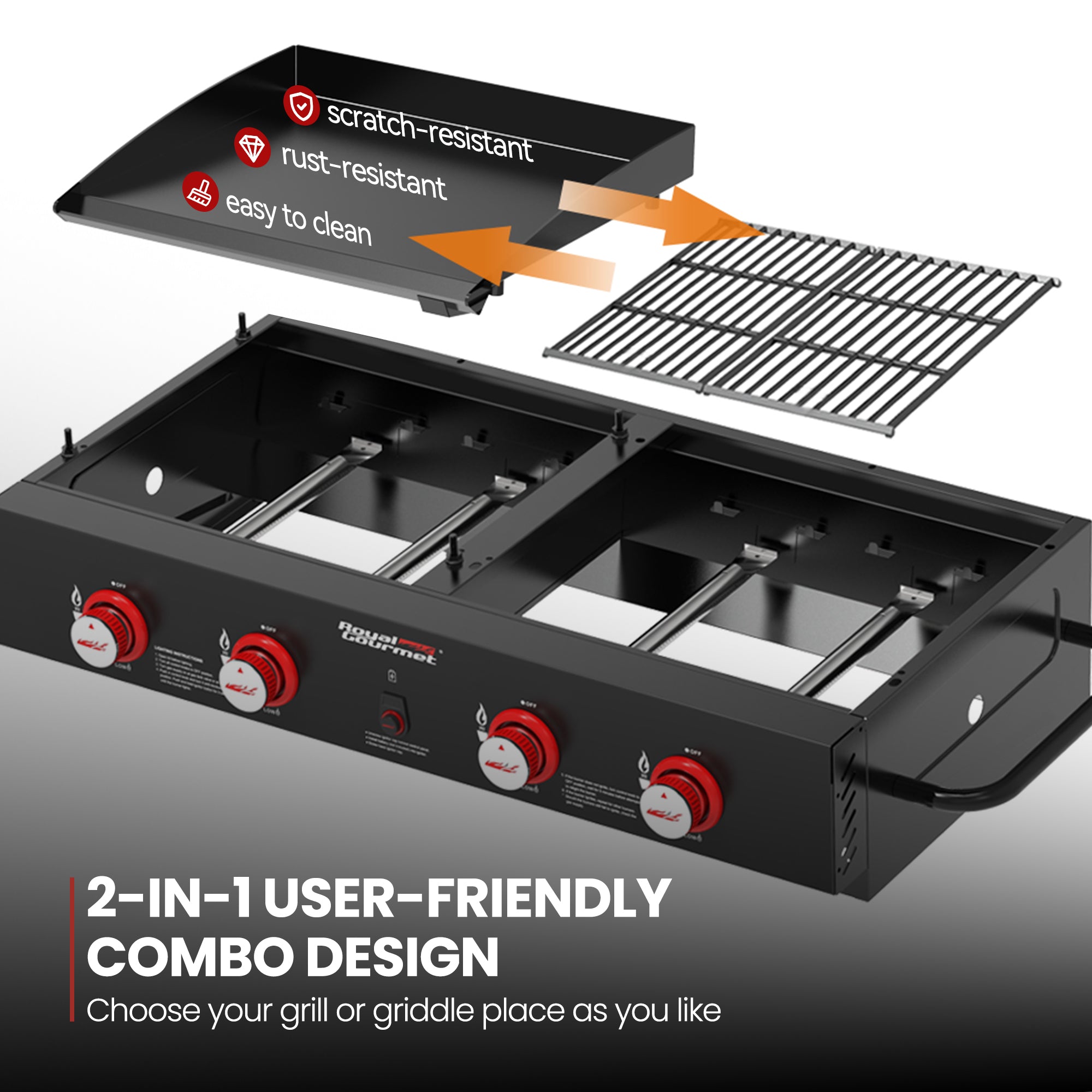 Royal Gourmet GD4002T 4-Burner Portable Grill Griddle Combo